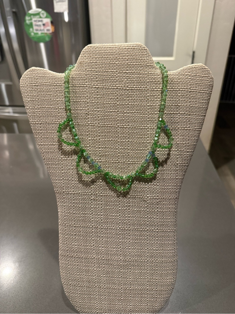 Green Faceted Glass Bead Loop Necklace - Women's Jewelry